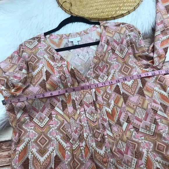 J. Jill Pink and Brown Geometric Blouse - Picture 6 of 8